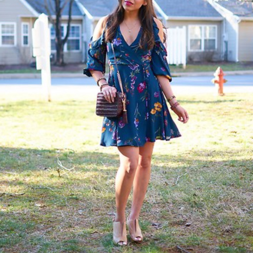 Floral Open Shoulder Dress
